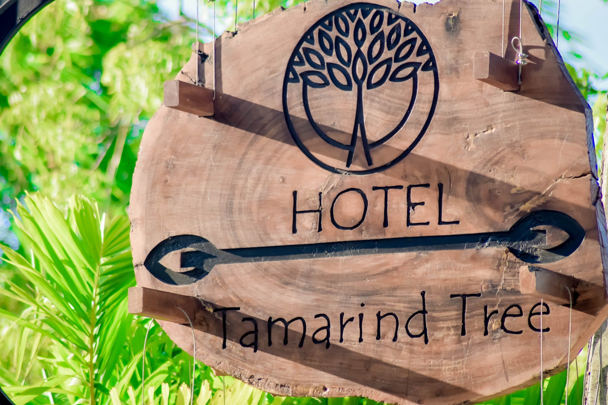 Hotel Tamarind Tree wooden sign
